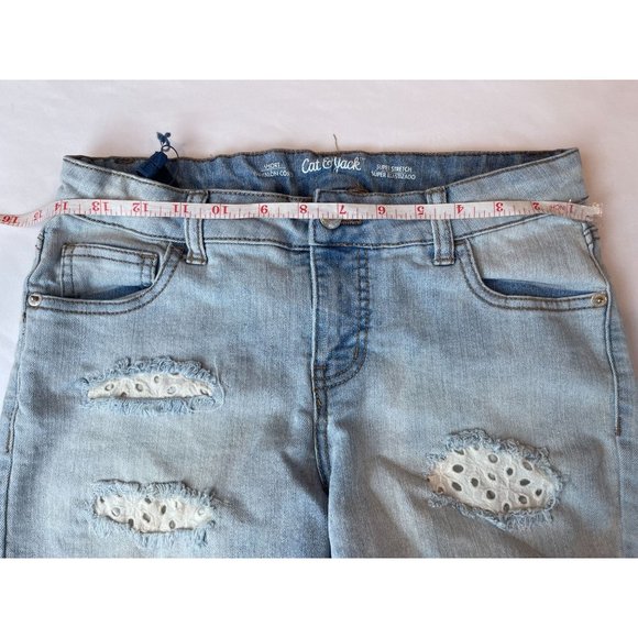 Cat & Jack Women Cut-Off Shorts Mid-Rise Super Stretch Distressed Cotton Blue XL - Picture 3 of 8